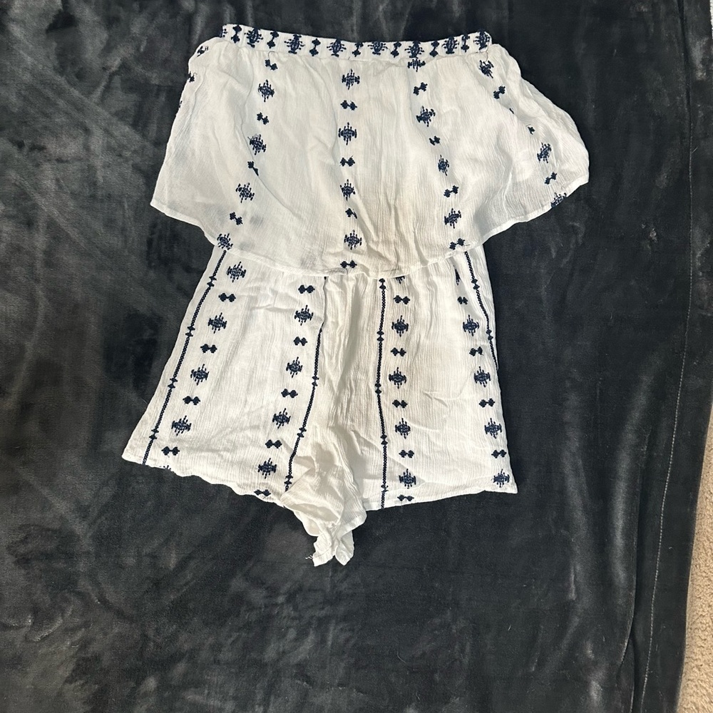 White and blue romper